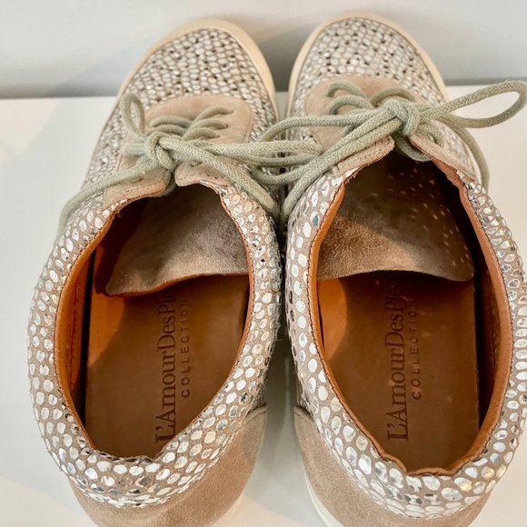 "L'Amour Des Pieds" Beige & Silver Lace-Up Casual Shoes - Picture 6 of 12